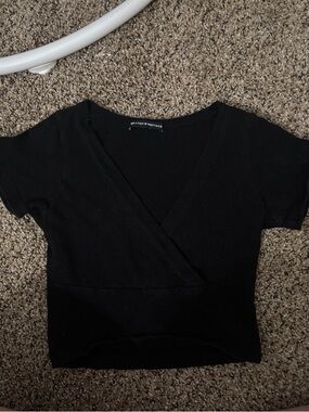 Brandy Melville Black Wrap Crop Top
